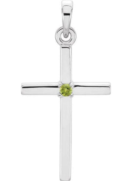 14K White Gold .01 CT Natural Diamond Cross Pendant