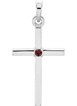 14K White Gold .01 CT Natural Diamond Cross Pendant