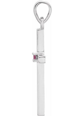 14K White Gold .01 CT Natural Diamond Cross Pendant