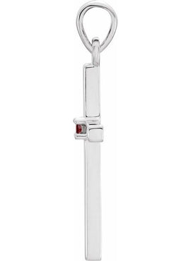 14K White Gold .01 CT Natural Diamond Cross Pendant