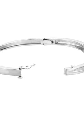14K White Gold 6.8 mm V Hinged Bangle 6 1/2
