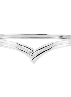 14K White Gold 6.8 mm V Hinged Bangle 6 1/2