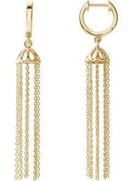 14K Yellow Gold 53.2 mm Hinged Hoop Chain Earrings