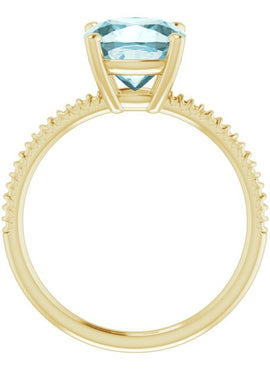14K Yellow Gold Natural Sky Blue Topaz Ring