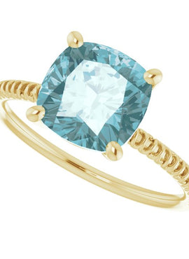 14K Yellow Gold Natural Sky Blue Topaz Ring