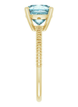 14K Yellow Gold Natural Sky Blue Topaz Ring
