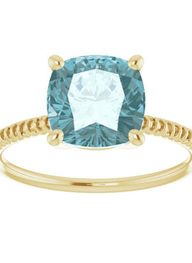 14K Yellow Gold Natural Sky Blue Topaz Ring