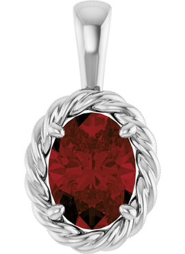 14K White Gold Natural Amethyst Rope Charm/Pendant