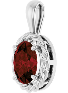 14K White Gold Natural Amethyst Rope Charm/Pendant