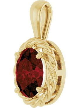 14K White Gold Natural Amethyst Rope Charm/Pendant