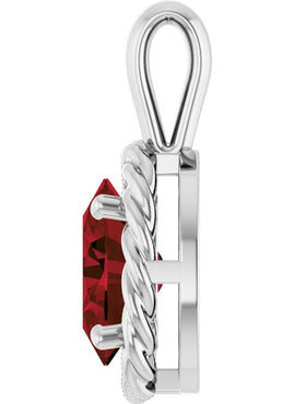 14K White Gold Natural Amethyst Rope Charm/Pendant
