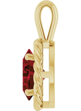 14K White Gold Natural Amethyst Rope Charm/Pendant