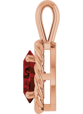14K White Gold Natural Amethyst Rope Charm/Pendant
