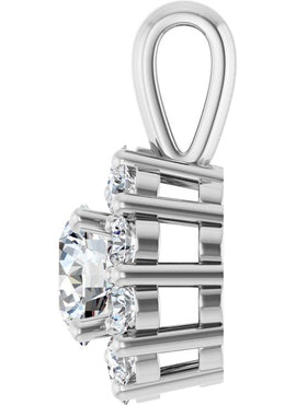 14K White Gold Natural Blue Sapphire & 1/2 CTW Natural Diamond Pendant