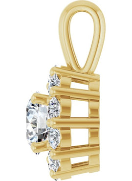 14K White Gold Natural Blue Sapphire & 1/2 CTW Natural Diamond Pendant