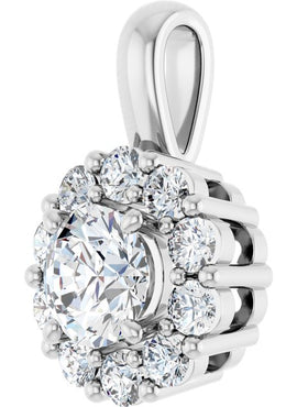 14K White Gold Natural Blue Sapphire & 1/2 CTW Natural Diamond Pendant
