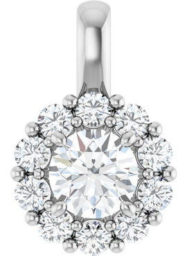14K White Gold Natural Blue Sapphire & 1/2 CTW Natural Diamond Pendant