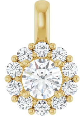 14K White Gold Natural Blue Sapphire & 1/2 CTW Natural Diamond Pendant