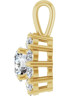 14K White Gold Natural Blue Sapphire & 1/2 CTW Natural Diamond Pendant