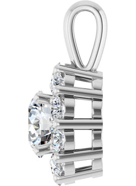 14K White Gold Natural Blue Sapphire & 1/2 CTW Natural Diamond Pendant