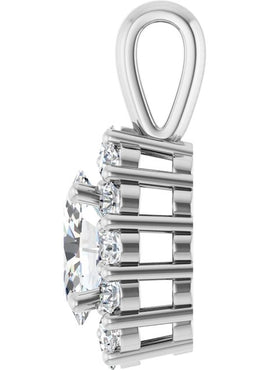 14K White Gold Natural Blue Sapphire & 1/2 CTW Natural Diamond Pendant