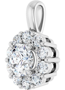 14K White Gold Natural Blue Sapphire & 1/2 CTW Natural Diamond Pendant