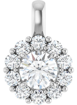 14K White Gold Natural Blue Sapphire & 1/2 CTW Natural Diamond Pendant