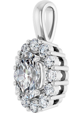 14K White Gold Natural Blue Sapphire & 1/2 CTW Natural Diamond Pendant