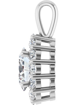 14K White Gold Natural Blue Sapphire & 1/2 CTW Natural Diamond Pendant
