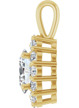 14K White Gold Natural Blue Sapphire & 1/2 CTW Natural Diamond Pendant