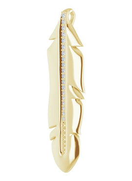 14K White Gold .06 CTW Natural Diamond Feather Pendant