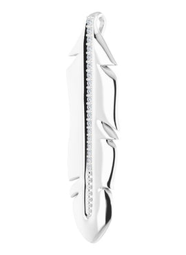 14K White Gold .06 CTW Natural Diamond Feather Pendant