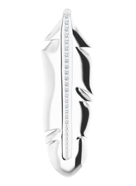 14K White Gold .06 CTW Natural Diamond Feather Pendant