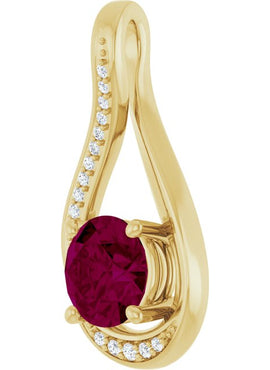 14K Yellow Gold 6 mm Natural Rhodolite Garnet & .04 CTW Natural Diamond Pendant