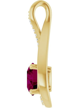 14K Yellow Gold 6 mm Natural Rhodolite Garnet & .04 CTW Natural Diamond Pendant