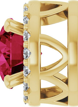 14K Yellow Gold Lab-Grown Ruby & .08 CTW Natural Diamond Slide Pendant