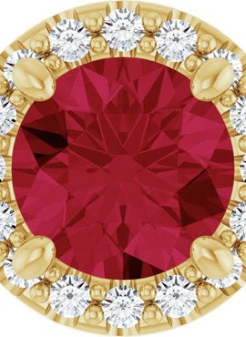 14K Yellow Gold Lab-Grown Ruby & .08 CTW Natural Diamond Slide Pendant