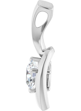 14K White Gold 3/4 CT Natural Diamond Pendant