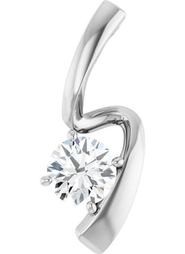 14K White Gold 3/4 CT Natural Diamond Pendant