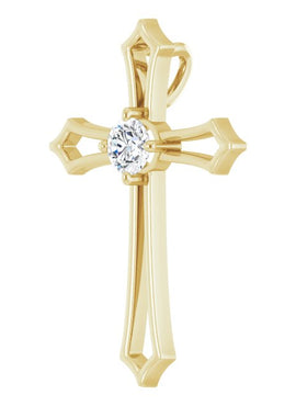 14K White Gold 4 mm Square 3/8 CTW Natural Diamond Cross Pendant