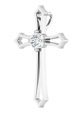 14K White Gold 4 mm Square 3/8 CTW Natural Diamond Cross Pendant