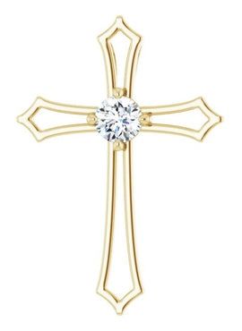 14K White Gold 4 mm Square 3/8 CTW Natural Diamond Cross Pendant