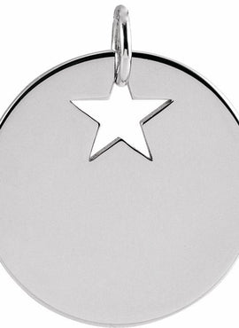 14K White Gold Pierced Heart 15 mm Disc Pendant