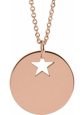 14K White Gold Pierced Heart 15 mm Disc Pendant
