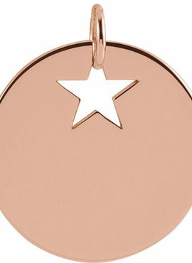 14K White Gold Pierced Heart 15 mm Disc Pendant