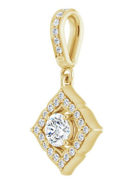14K Yellow Gold 1/3 CTW Natural Diamond Halo-Style Clover Pendant