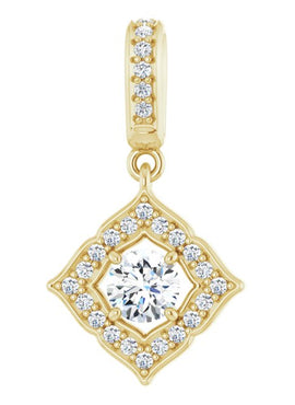 14K Yellow Gold 1/3 CTW Natural Diamond Halo-Style Clover Pendant