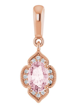 14K Rose Gold  Natural Pink Morganite & .03 CTW Natural Diamond Pendant