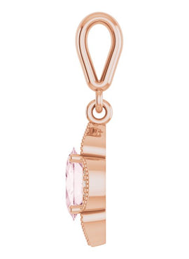 14K Rose Gold  Natural Pink Morganite & .03 CTW Natural Diamond Pendant