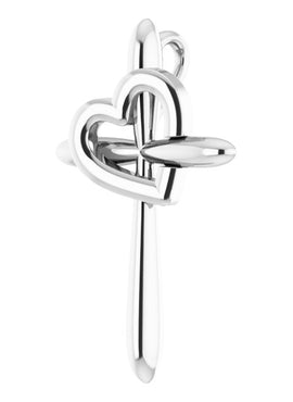 14K White Gold Cross with Heart Pendant